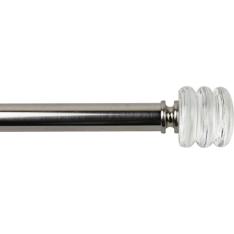 1-inch Diameter Palazzo Crystal Adjustable Single Drapery Curtain Rod - 84"-120" - Brush Steel