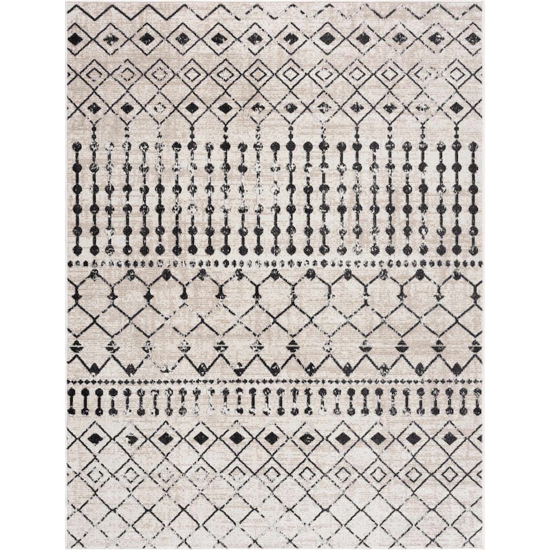 Hauteloom Joppatowne Hallway, Kitchen Machine Washable Runner Rug - Black, Gray, Peach - 2'7" x 7'3"