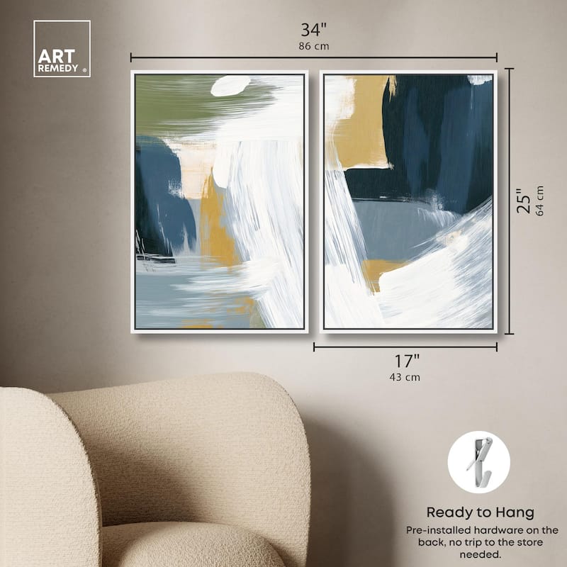 Textured Greens III Canvas Set of 2 by Art Remedy