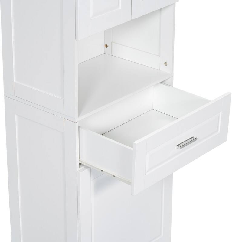 Tall Tilt Out Laundry Hamper Cabinet With Drawer Bathroom Storage Cabinet Shelf With Multiple Storage Space