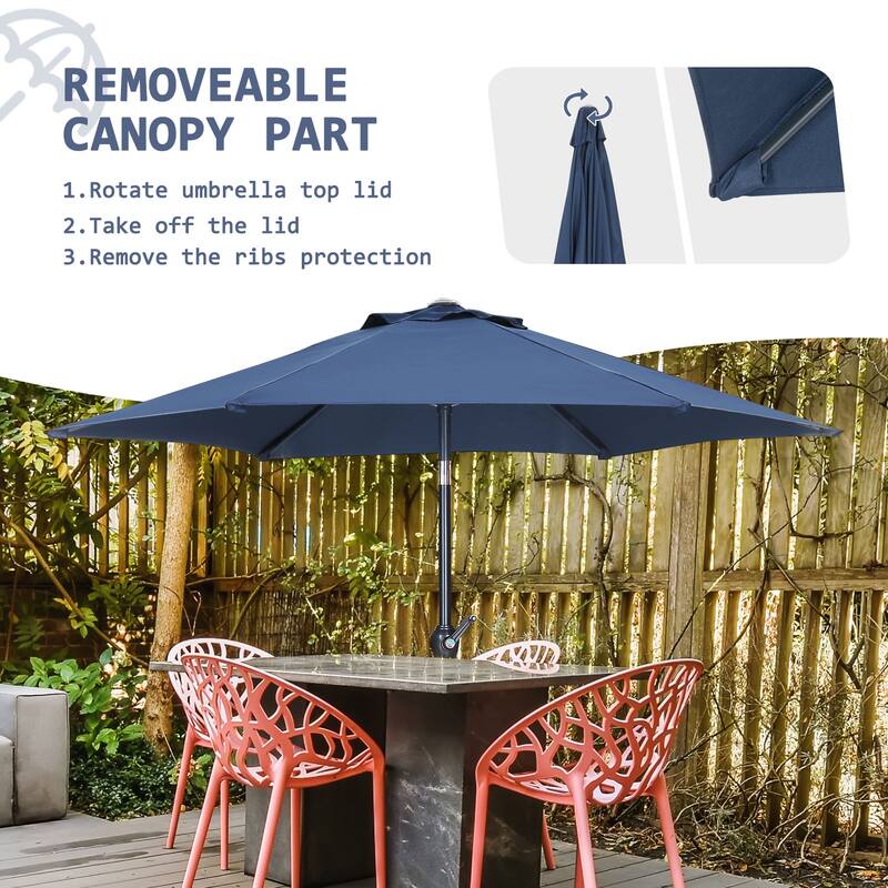 Autlaycil 7.5FT Solar Patio Umbrella with Base and Tilt,Crank