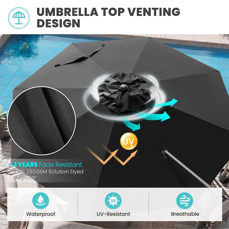 Crestlive Products 11.5ft Round Cantilever Patio Umbrella with 7-position Adjustment and 360-degree Rotation