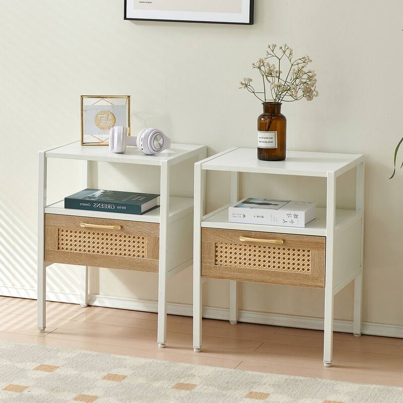 1-Piece or 2-Piece 15.75" Rattan Side Table