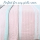preview thumbnail 4 of 5, Cozy Line Home Fashions Pastel Stripped Star Ruffle Embroidered Floral Light Pink Peach Blue White Cotton Quilt Bedding Set