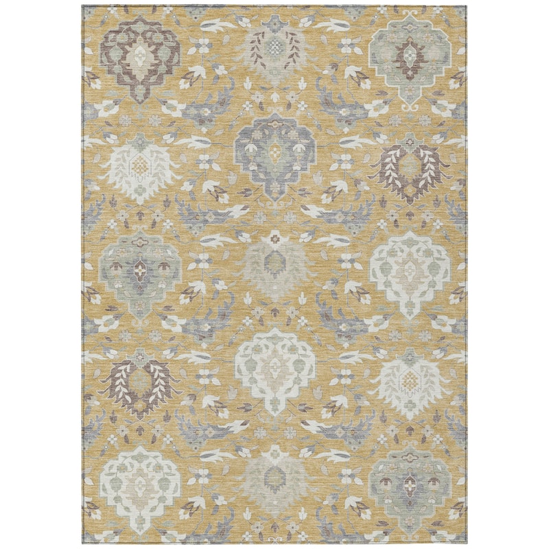 Machine Washable Indoor/ Outdoor Traditional Kashan Chantille Rug