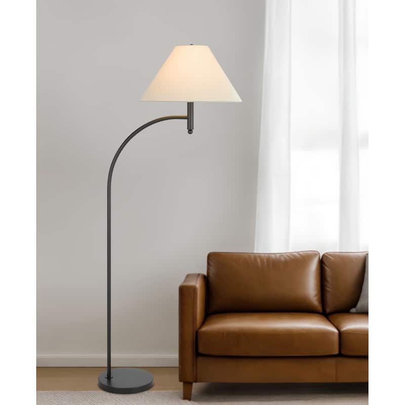 150W 3 way Groton metal mini arc floor lamp with hardback fabric shade - One Size
