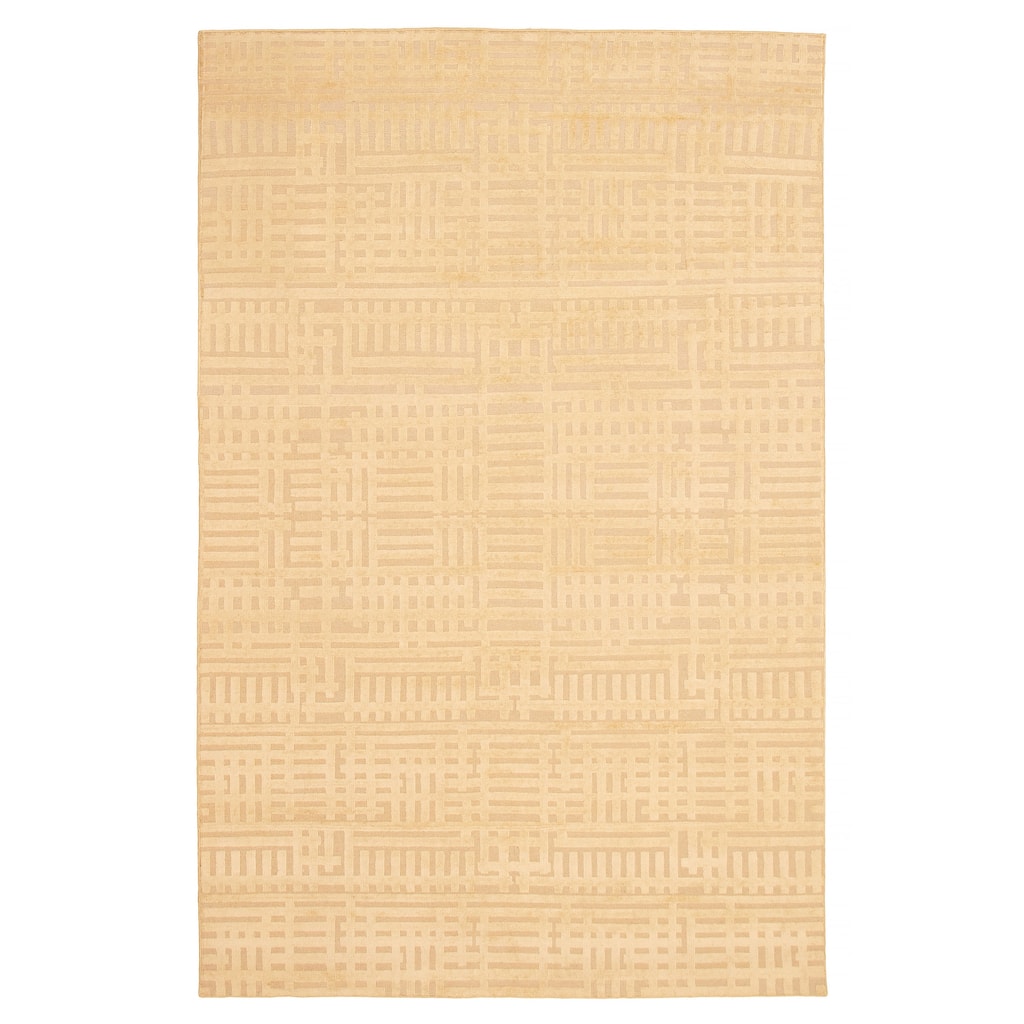 ECARPETGALLERY Hand-knotted Tangier Light Gold Viscose, Wool Rug - 6'5 x 10'0