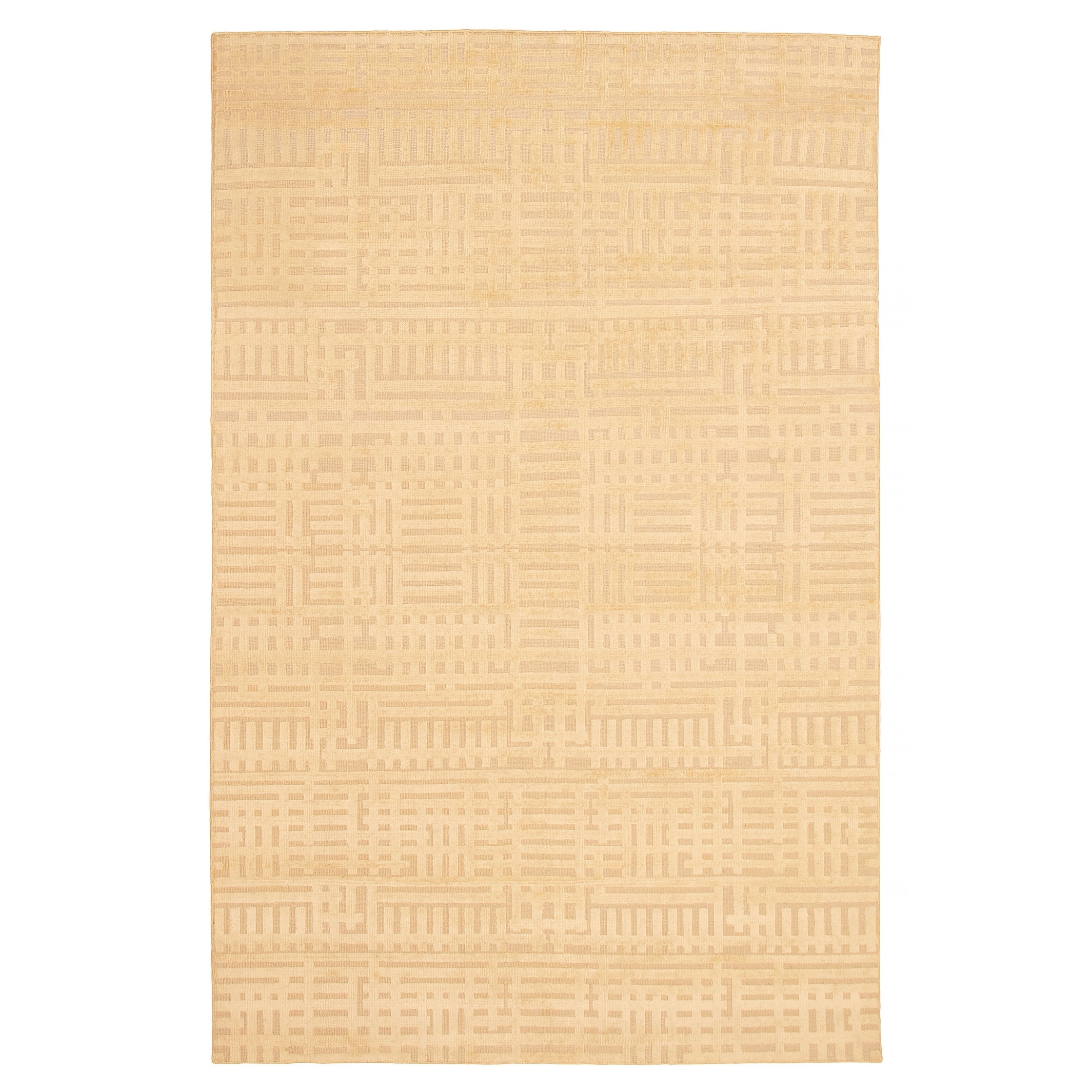ECARPETGALLERY Hand-knotted Tangier Light Gold Viscose, Wool Rug - 6'5 x 10'0