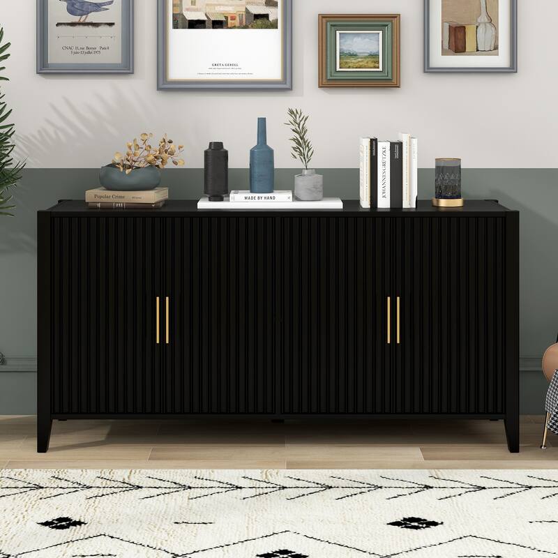 Accent Storage Cabinet Sideboard Wooden Cabinet with Metal Handles for Hallway