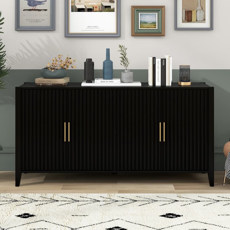 Classic Style Wooden Storage Cabinet - Timeless Design with Metal Handles.