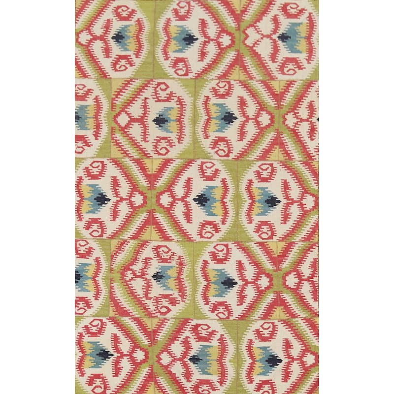 Flat Weave Pile Kilim Reversible Area Rug Hand-Knotted Wool Carpet - 4'10"x 7'10"
