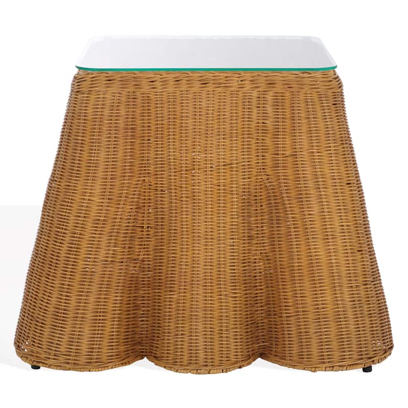 SAFAVIEH Couture Hylda Square Rattan Accent Table - 26"W x 26"D x 21"H - Natural