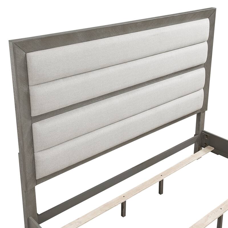 Contemporary Bedroom Aesthetic Furniture 3pc Set Bed Dresser Mirror