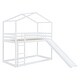 preview thumbnail 20 of 43, Twin Over Twin Bunk Bed with Roof, Slide & Ladder, Safe & Fun Design, Grey