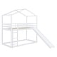 preview thumbnail 4 of 7, White Playhouse Bunk Bed Twin-Twin Bunk Bed w/ Slide & Roof Unisex