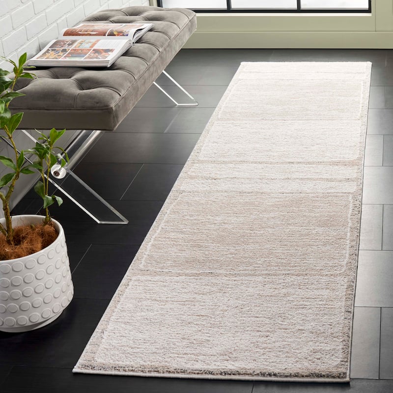 SAFAVIEH Northport Rubye Modern & Contemporary Rug - 2'2" x 10' Runner - Ivory/Grey