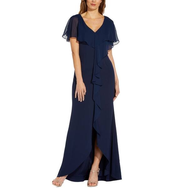 adrianna papell overlay chiffon dress Adrianna Papell Chiffon-Overlay A-Line Dress