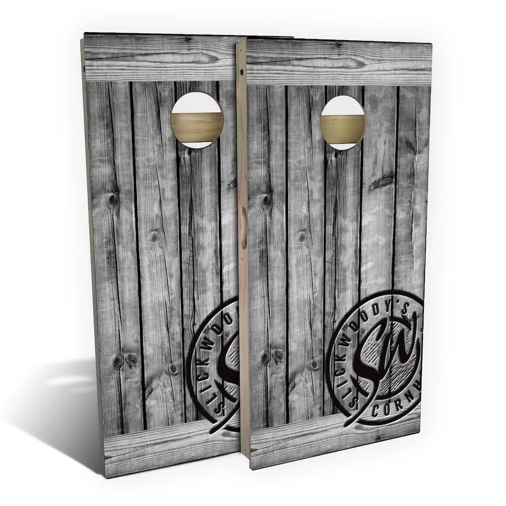 Rustic Gray Barnwood Outdoor Cornhole Board Set