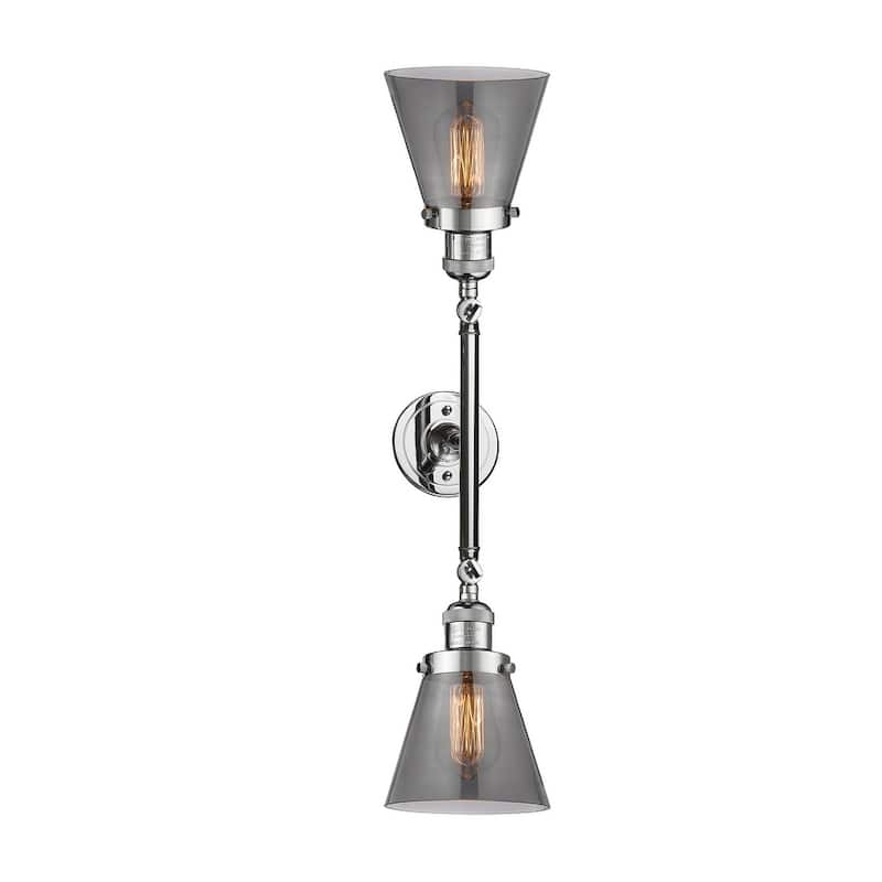 Innovations Lighting Small Cone 2 Light 23" Wide Bathroom Vanity Light - Polished Chrome / Smoked