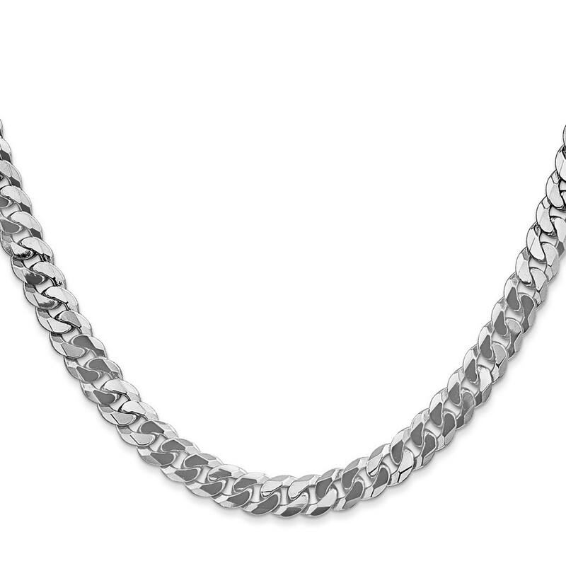 Curata 14k White Gold 6.1mm Flat Curb Chain Bracelet Lobster Claw