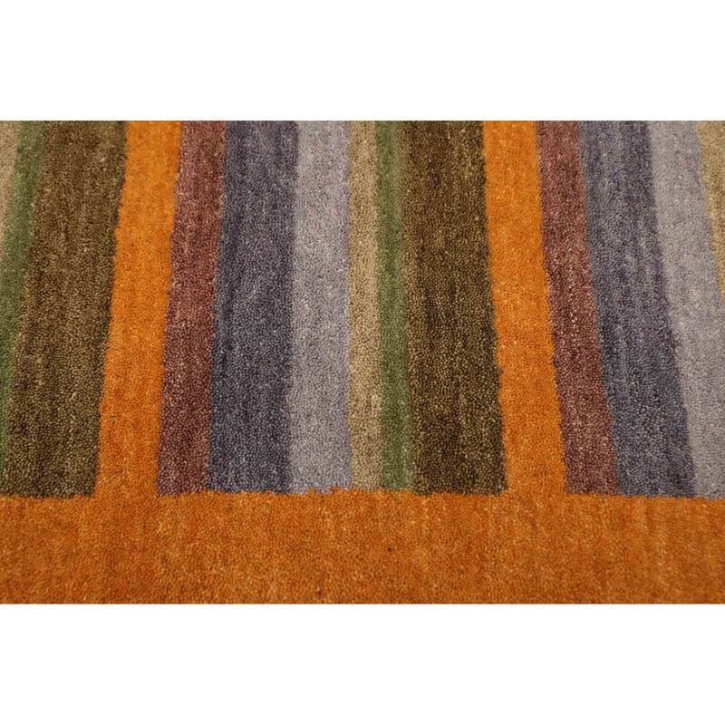 ECARPETGALLERY Hand Loomed Kashkuli Gabbeh Dark Gold Wool Rug - 5'7 x 7'7