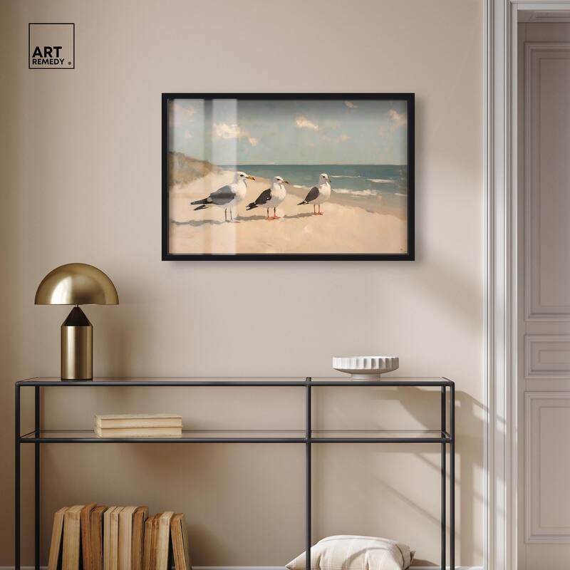 Seagulls at the Beach I Shadowbox by Art Remedy