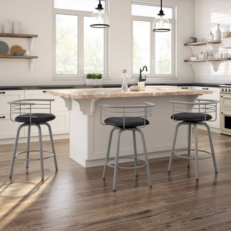 Amisco Turbo Swivel Bar Stool with Distressed Wood Seat