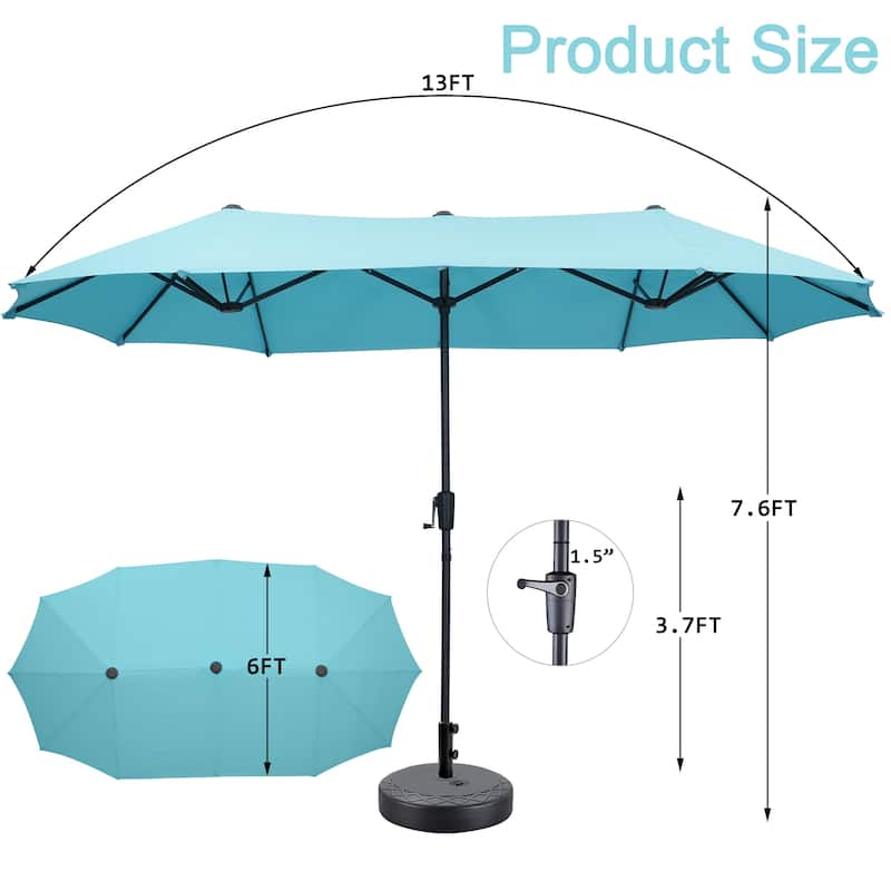 Autlaycil 13 ft Patio Umbrella with Crank Outdoor Umbrella with Base