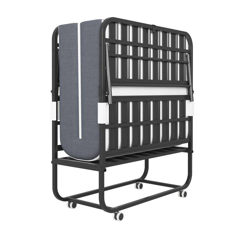 Twin Foldable Bed with 3.7" Memory Foam, 300lb Capacity, 360° Wheels