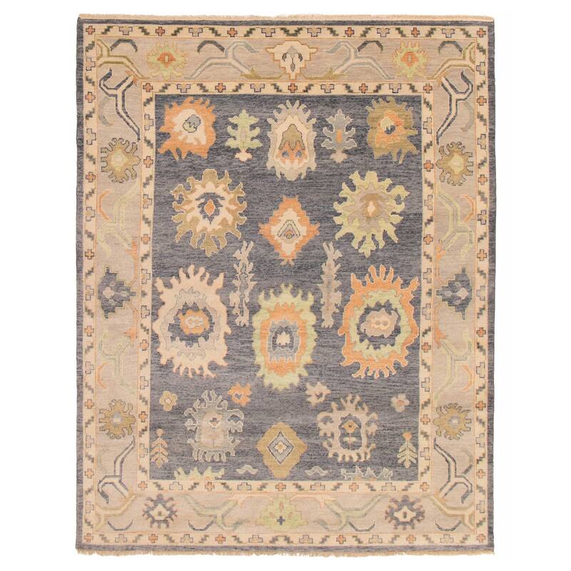 ECARPETGALLERY Hand-knotted Modern Oushak Dark Grey Wool Rug - 7'10 x 10'1 - Dark Grey - 7'10 x 10'1