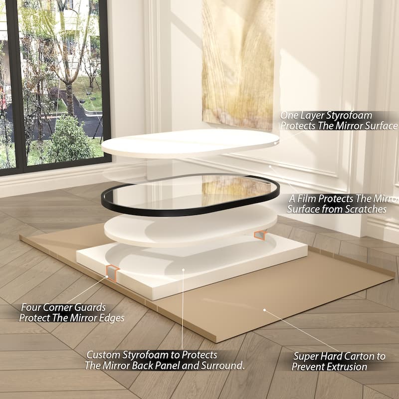 5-Year Warranty Aluminum Alloy Framed French Cleat Mounted Oval Wall Decor Bathroom Vanity Mirror