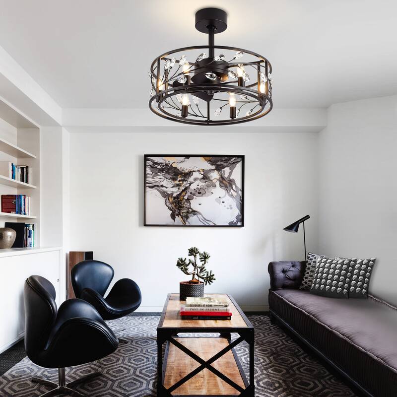 20-Inch Crystal Ceiling Fans with Light and Remote Included
