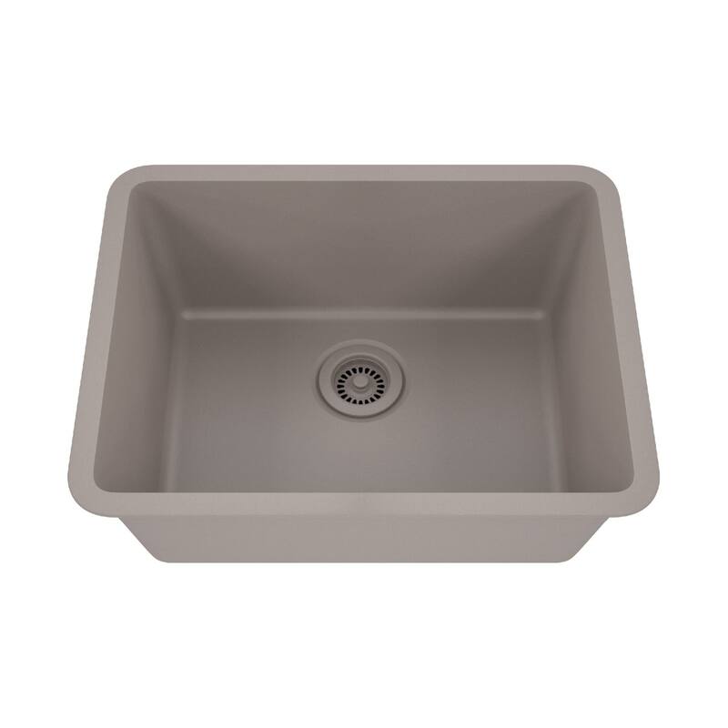 23 Inch Lexicon Platinum Quartz Composite Drop-in Undermount Single Bowl Galaxy Concrete Kitchen Sink LP-2318-C-SO - Galaxy Concrete