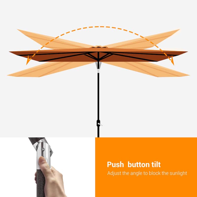 Bonosuki 10x6.5ft Rectangular Aluminum Patio Market Umbrella