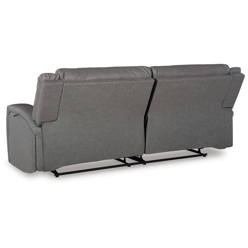 Vance 2 Seat Manual Reclining Sofa, Smooth Gray Faux Leather, 88 Inch