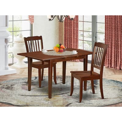 HomeStock 3-Piece Mahogany Finish Rectangular Solid Wood Top Dining Table Set