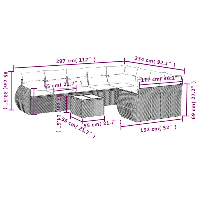 vidaXL Garden Sofa Set Black