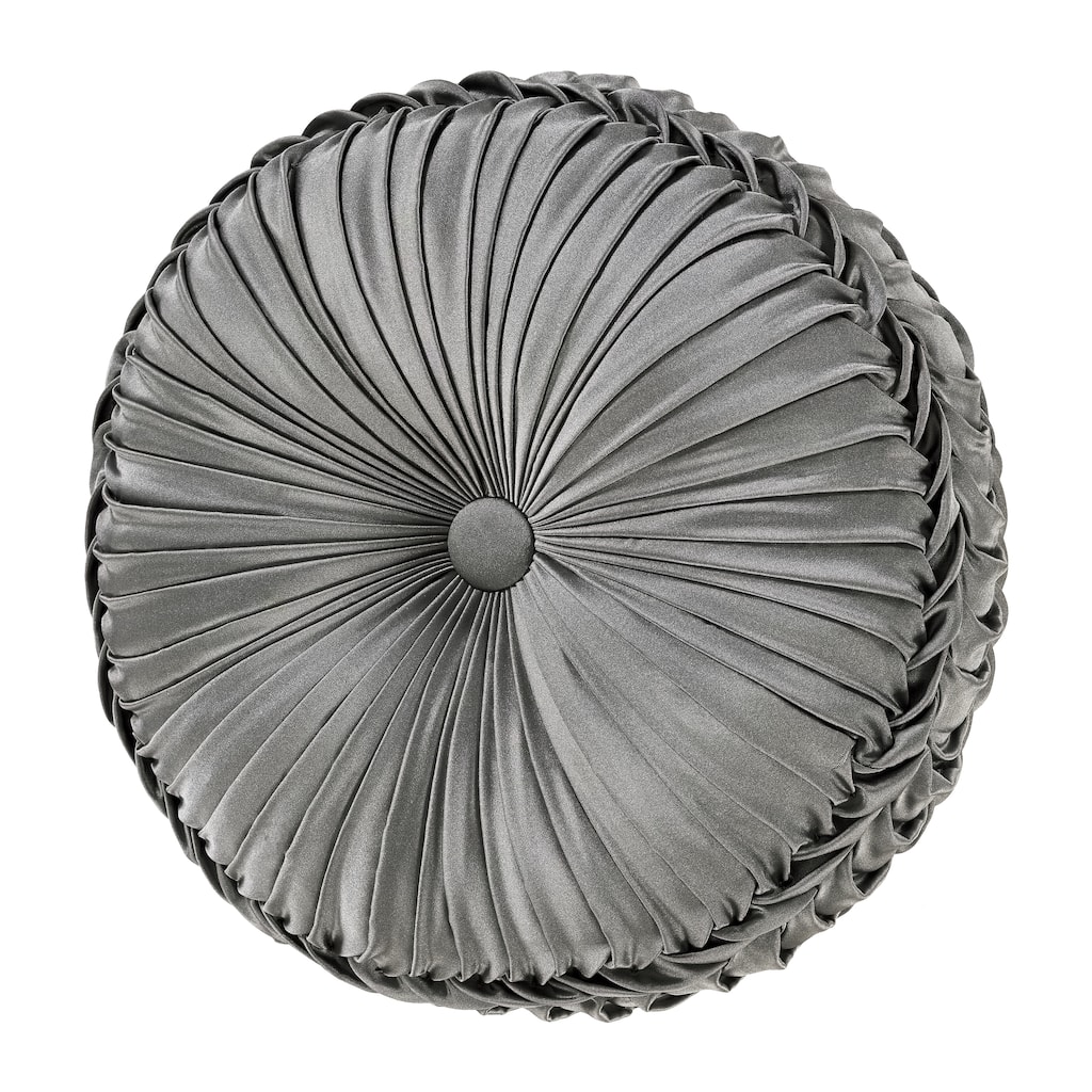 J. Queen New York Bolero Silver Tufted Round Decorative Throw Pillow