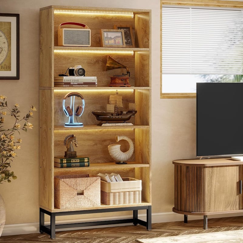 71-Inch Tall Bookcase, Heavy Duty Free-Standing Library Bookshelf with 5-Tier Shelves for Living Room