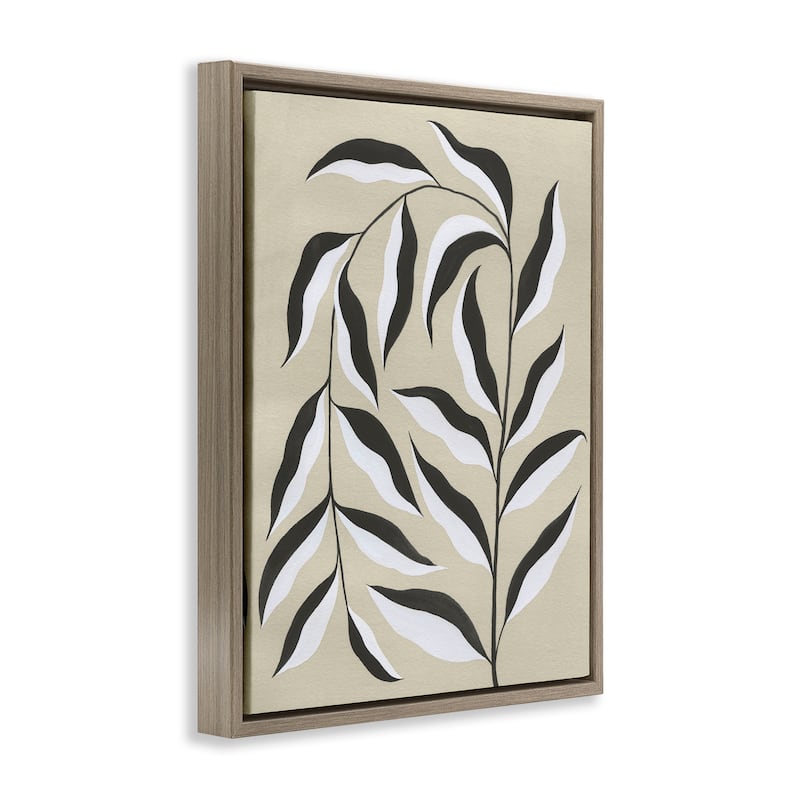 Stupell Natural Curved Vegetation Framed Floater Canvas Wall Art Design By Grace Popp