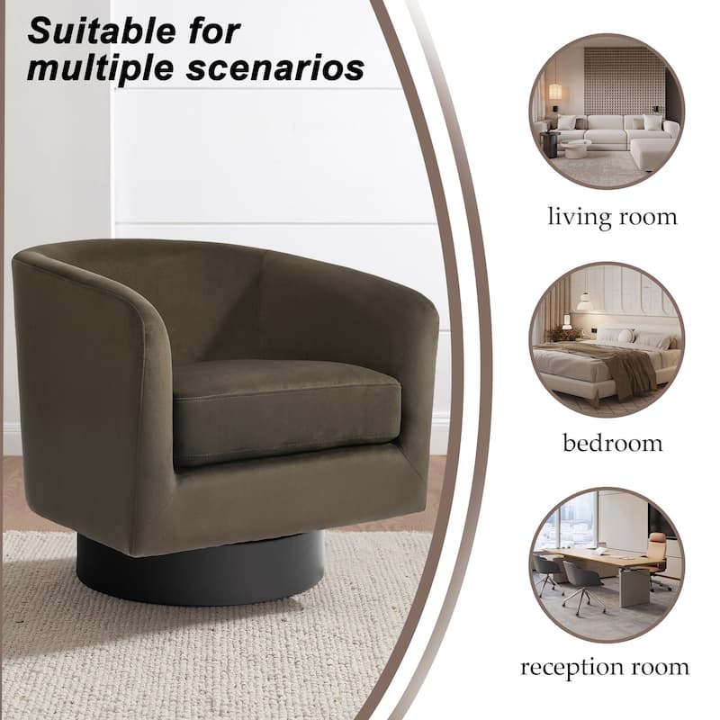 360-Degree Swivel Round Barrel Velvet Armchair Accent Chairs