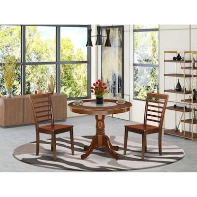 Family Dining Set 36 Inch Table with 2 Chairs - Wood Kitchen Table Set for 4