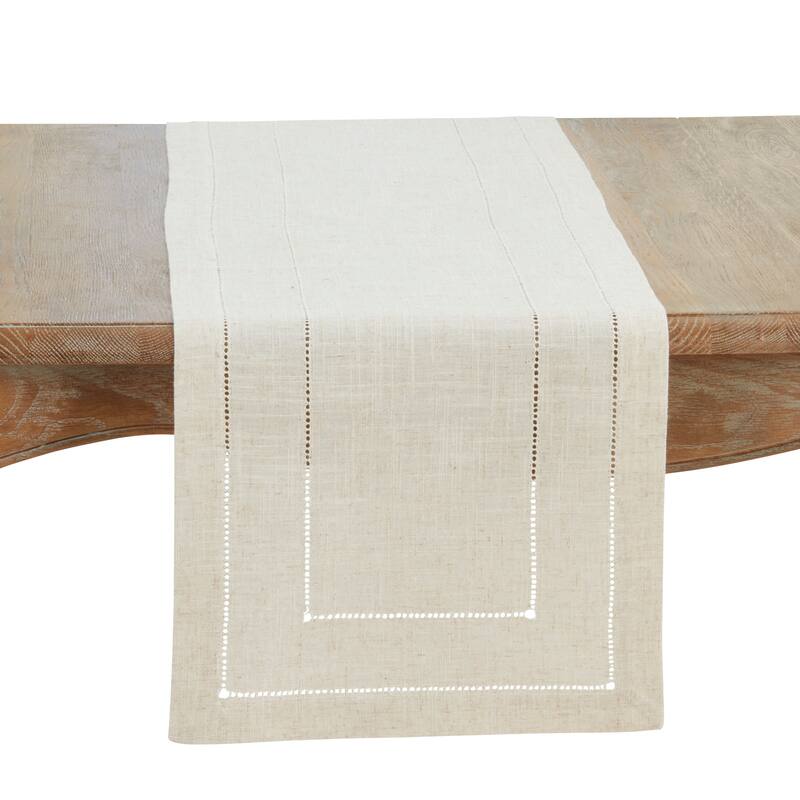Linen Blend Toscana Double Hemstitched Table Runner - 16"x90"