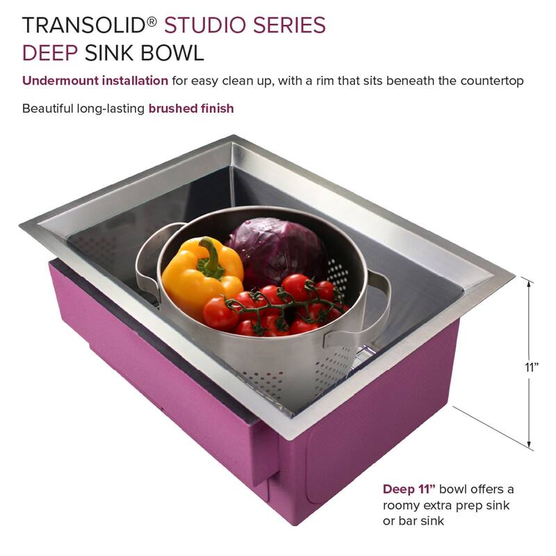 Transolid PUSB261911 Studio 26" Undermount Single Basin Stainless