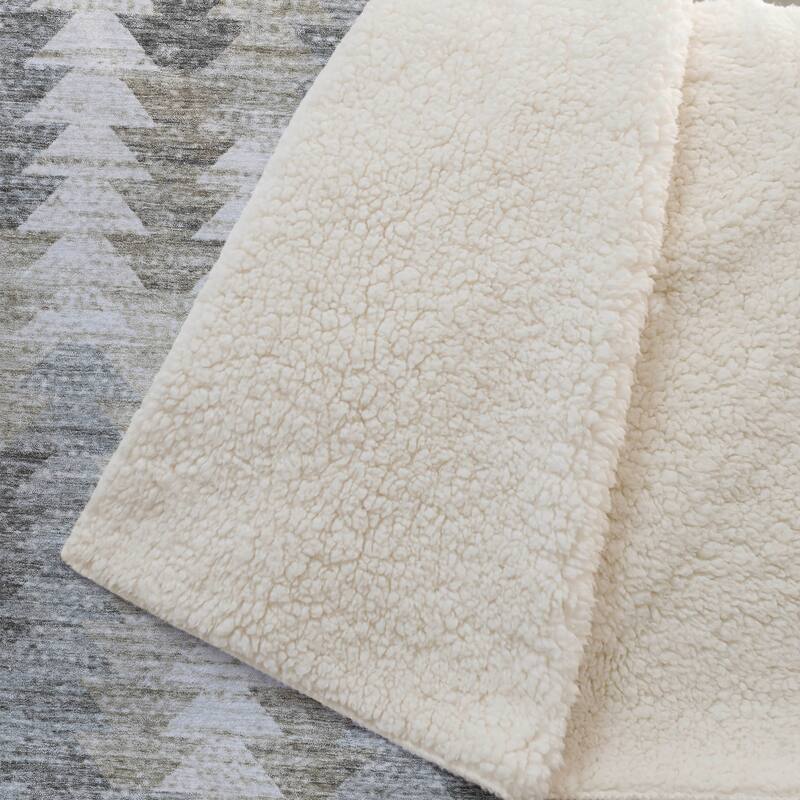 Premium Machine Washable Boho Modern Sherpa Throw Blanket