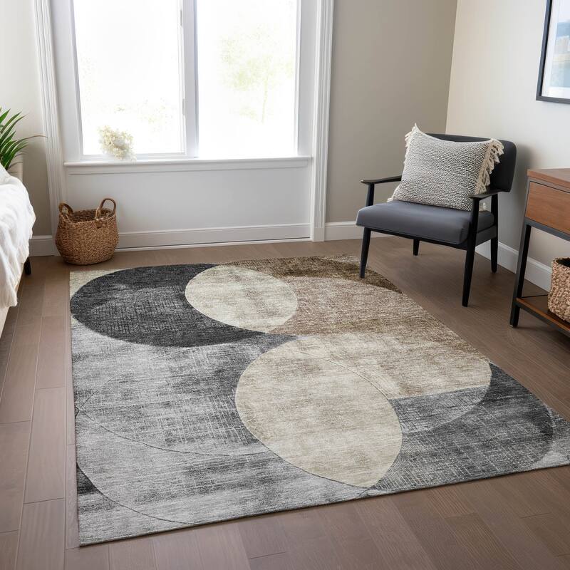 Machine Washable Indoor/ Outdoor Contemporary Deco Chantille Rug