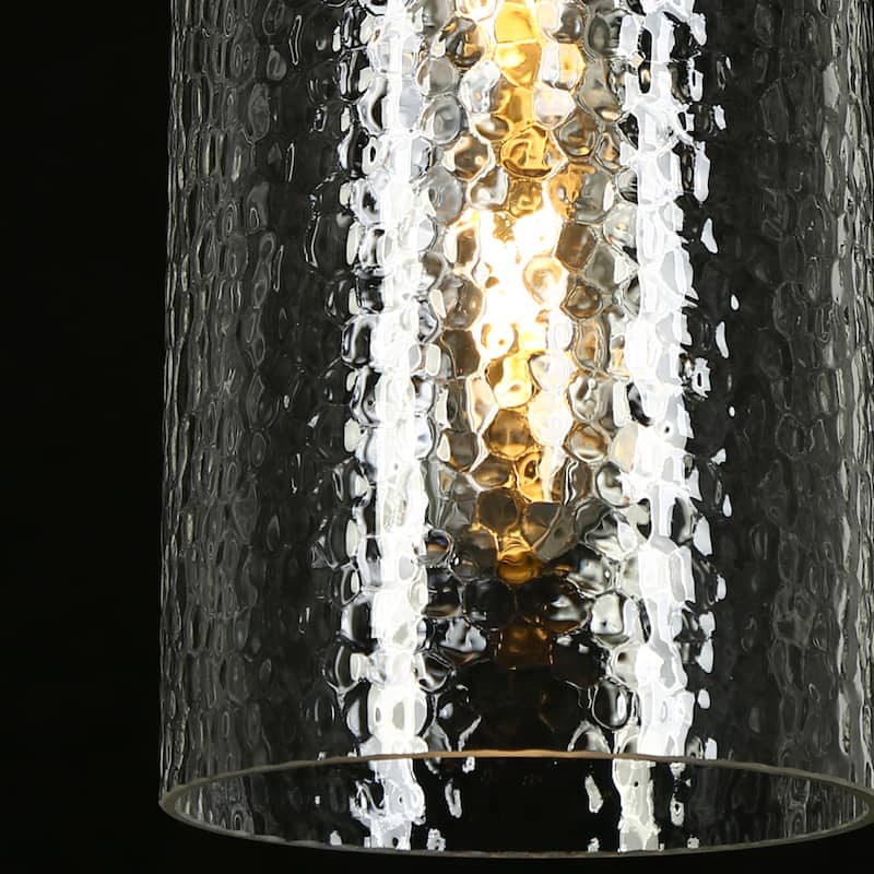 Modern 5-Light Gold Cylinder Glass Chandelier Linear Island Lights for Dining Room - L41.3" x H82.2" Max