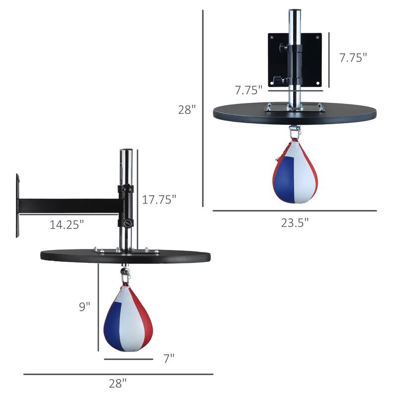 Soozier Speed Bag Platform, Wall Mounted Speedball for Boxing, MMA Workout Punching Bag Height Adjustable for Home Gym