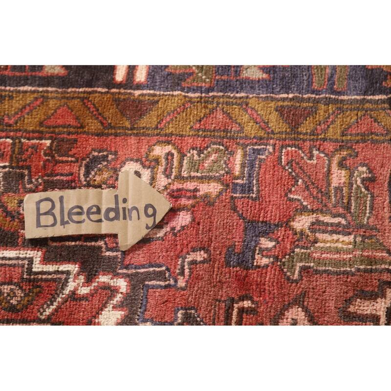 Geometric Pink Heriz Persian Vintage Runner Rug Handmade Wool Carpet - 3'10"x 10'1"