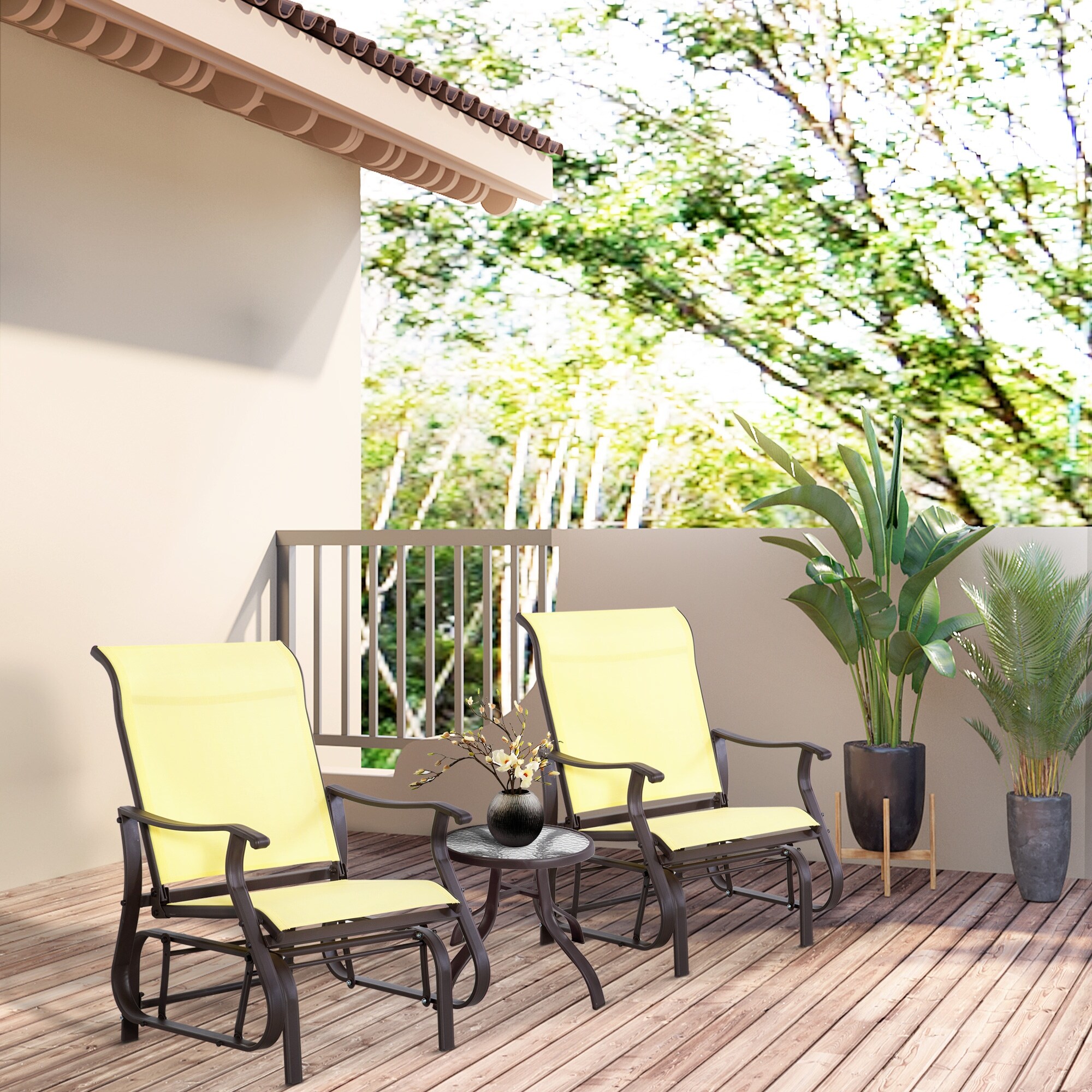 Outsunny padded steel sling porch rocker patio chair on sale
